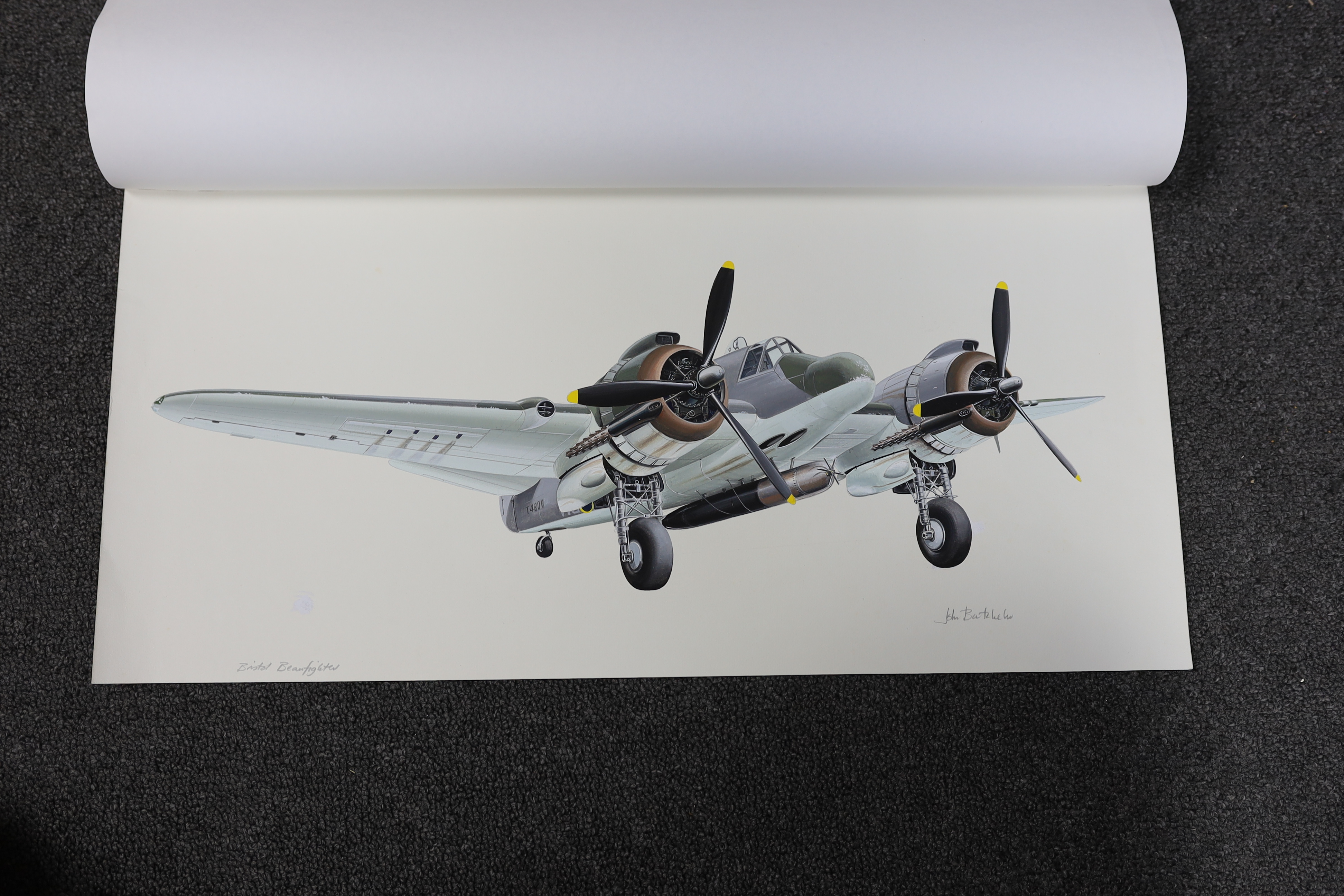 John Henry Batchelor MBE (1936-2019), Studies of military aircraft, gouache, watercolour and pencil (8), largest 25 x 53cm, unframed, Please note this lot attracts an additional import tax of 5% on the hammer price